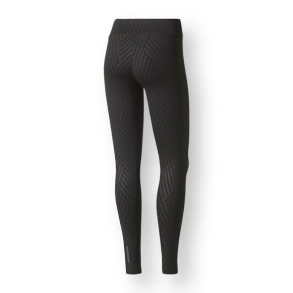 Adidas Black on Black Geometric Print Leggings Running Yoga Active US XS - Picture 2 of 8